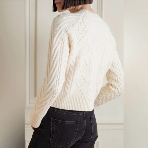 Rag Bone Pierce Cashmere Cable-Knit Sweater In Ivory Size Small